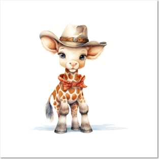 Giraffe Wearing a Cowboy Hat Posters and Art